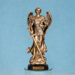Estatua Arcángel Zadquiel resina color bronce 8 pulgadas